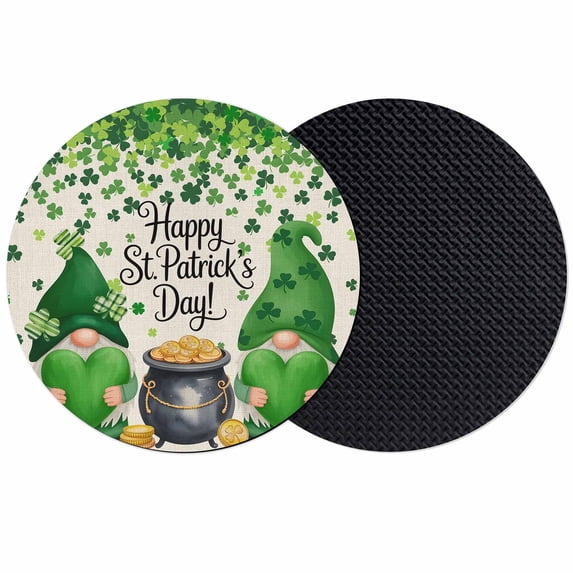 St. Patrick's Day Coasters Set of 2, Absorbent Coasters for Drinks, Spring Lucky Shamrocks Gnomes Vintage Coaster for Desk Coffee Table Protection, Home Decor House Warming Gifts 4"