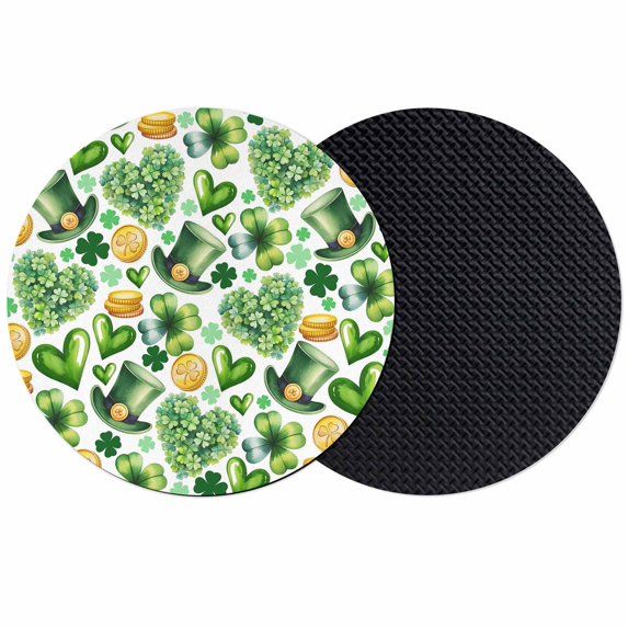 St. Patrick's Day Coasters Set of 2, Absorbent Coasters for Drinks, Spring Shamrocks Green Love Heart Hats Coaster for Desk Coffee Table Protection, Home Decor House Warming Gifts 4"