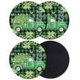 thumbnail image 1 of St. Patrick's Day Coasters Set of 4, Absorbent Coasters for Drinks, Green Shamrocks Truck Black Buffalo Plaid Coaster for Desk Coffee Table Protection, Home Decor House Warming Gifts 4", 1 of 8