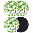 thumbnail image 1 of St Patrick's Day Coasters Set of 4, Absorbent Coasters for Drinks, Lucky Shamrock Leaf Plants Spring Green Coaster for Desk Coffee Table Protection, Home Decor House Warming Gifts 4", 1 of 8