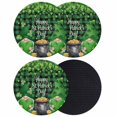 thumbnail image 1 of St. Patrick's Day Coasters Set of 4, Absorbent Coasters for Drinks, Spring Lucky Shamrocks Green Gnomes Plaid Coaster for Desk Coffee Table Protection, Home Decor House Warming Gifts 4", 1 of 8