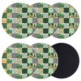 thumbnail image 1 of St. Patrick's Day Coasters Set of 6, Absorbent Coasters for Drinks, Green Hat Dog Lucky Shamrocks Black Check Coaster for Desk Coffee Table Protection, Home Decor House Warming Gifts 4", 1 of 8