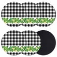 thumbnail image 1 of St. Patrick's Day Coasters Set of 6, Absorbent Coasters for Drinks, Green Shamrock Grasses Black White Plaid Coaster for Desk Coffee Table Protection, Home Decor House Warming Gifts 4", 1 of 8