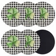 thumbnail image 1 of St. Patrick's Day Coasters Set of 6, Absorbent Coasters for Drinks, Shamrock Leaves Black White Plaid Retro Coaster for Desk Coffee Table Protection, Home Decor House Warming Gifts 4", 1 of 8