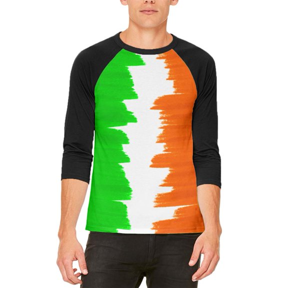 St Patrick's Day Color Me Irish Mens Raglan T Shirt White-Black SM
