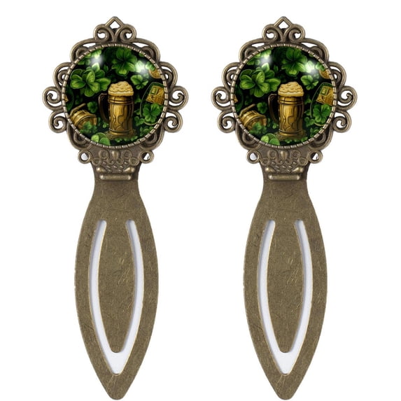 St. Patrick's Day Copper-Colored Lace Bookmarks Set of 2 - Stainless Steel Book Accessories for Book Lovers and Readers