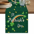 thumbnail image 1 of St. Patrick's Day Cotton Linen Table Runner for Dining Kitchen, Green Shamrock Rainbow Gold Coin Simple Wedding Outdoor Party Tablerunners, Dresser Scarf Coffee Tablecloth Runners 13x120 Inches, 1 of 9