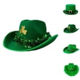thumbnail image 1 of St. Patrick's Day Cowboy Hat for Men Women Couples Irish Shamrock Happy 2026 Party Hats with Gold Buckle Trim,Mint Green, 1 of 3