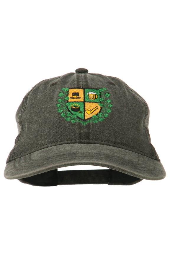 St Patrick's Day Crest Embroidered Washed Cap - Black OSFM