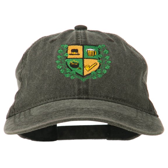 St Patrick's Day Crest Embroidered Washed Cap - Black OSFM