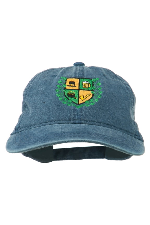 St Patrick's Day Crest Embroidered Washed Cap - Navy OSFM