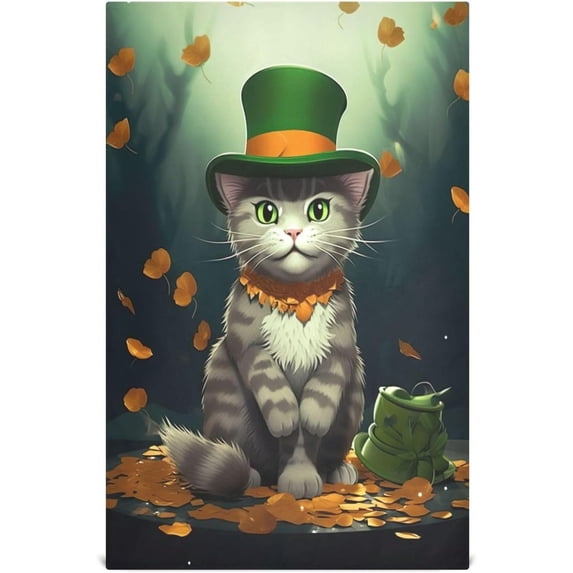 St. Patrick's Day Cute Cat Kitchen Dish Towel Set,Drying Kitchen Towels Tea Towels Gift Set for Drying Cleaning Cooking Baking 6Pcs Wash cloth