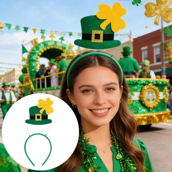 St. Patrick's Day Decor​ Shamrock Hair Hoop Mini Hats Feathers Beads Chain Holiday Headwear, St. Patrick Day Party Decorations