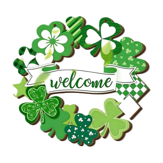 St. Patrick's Day Decoration Shamrock Door Wreath for Front Door Sign Wall Signs Shamrock Clover Spring Decor for Home Decor Party Outdoor Indoor Wooden