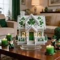 thumbnail image 1 of St. Patrick's Day Decorations Acrylic House Ornament with Sparkling Diamond Painting Shamrock Design for March 17 Irish Holiday Tabletop Window Display, 1 of 9