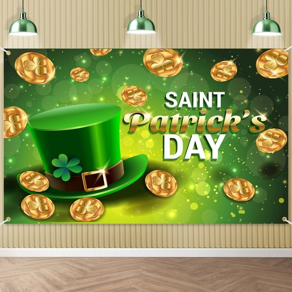 St. Patrick's Day Decorations Banner Happy St Patricks Day Backdrops - 71x44 Inch St. Patricks' Day Decor for Irish-Themed Party Supplies