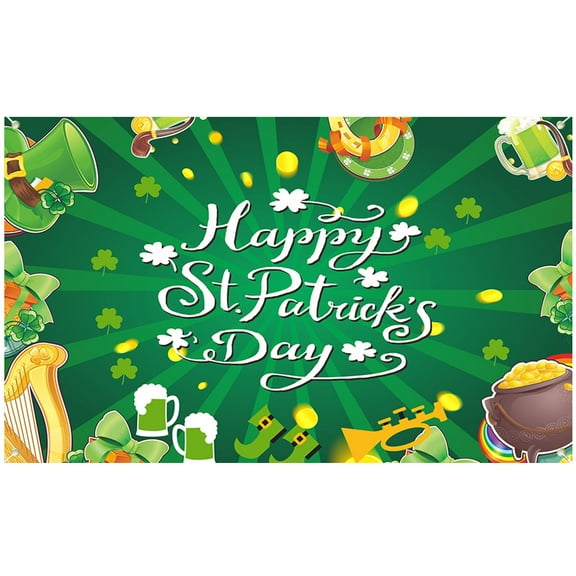 St. Patrick's Day Decorations Banners Happy St Patricks Day Backdrops,59x35inch St Patricks Shamrocks Background for Irish Luck Day Wall Photography Prop Booth Party Decors