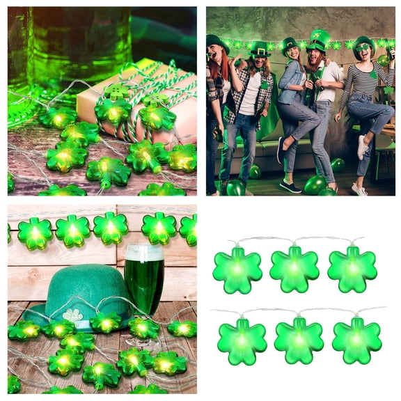 St Patrick's Day Decorations String Lights 1.5M with 10 Green Lights, Indoor Fairy Lights for St Patricks Day Party Holiday Garden Decor, USB Connectable Lights for Outdoor Indoor Home Bar Decoration
