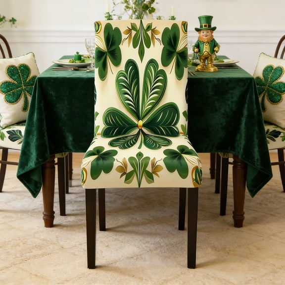 St. Patrick's Day Dining Chair Cover - Dustproof Slipcover For Home Kitchen Chairs, Festive Holiday Decorative Chair Protector For All Seasons, 5.90*5.90*1.57in, Green