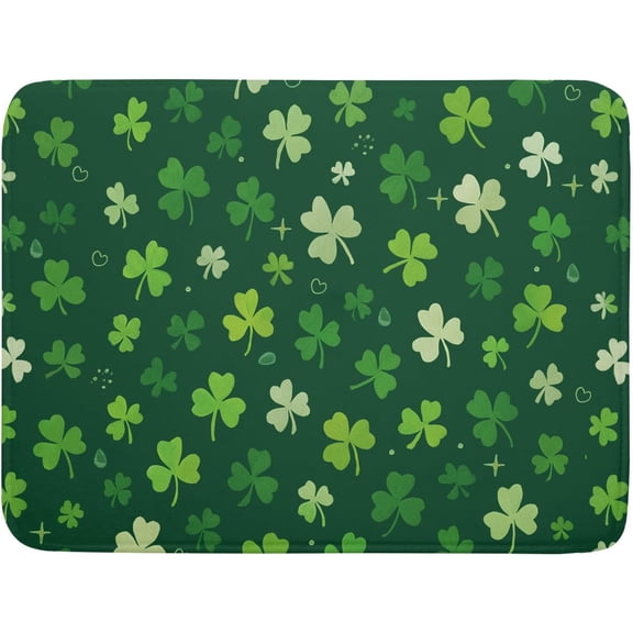 St Patrick's Day Dish Drying Mat 18 x 24 Inch With Absorbent Reversible Microfiber Green Lucky Shamrock Clover Drying Spring Dish Drainer Mat Fast Dry For Kitchen Dining Room Decor