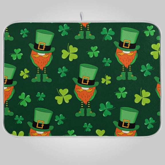 St. Patrick''s Day Dish Drying Mat for Kitchen Counter 18" x 16" inch - Absorbent Reversible Microfiber Dish Mat, Heat Resistant Drying Pad Dish Drainer Mats for Countertop - Purple