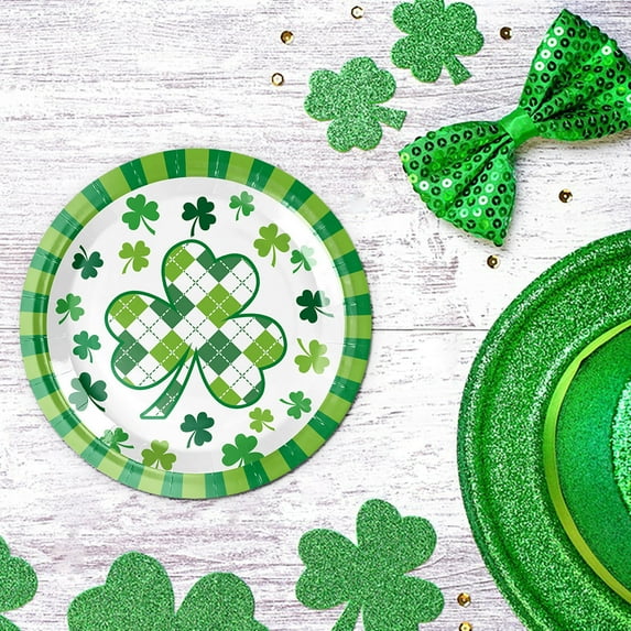 St. Patrick’s Day Disposable Tableware Set, Festive Paper Plates and Napkins for Party Buffets