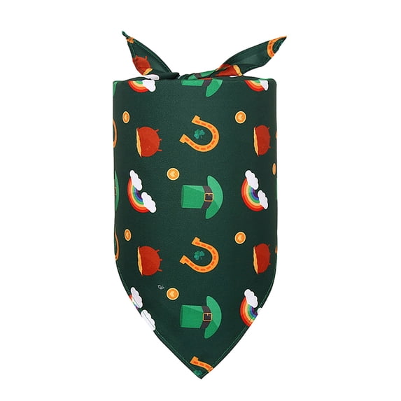 St. Patrick's Day Dog Bandana Set 1 PCS - Medium Green Irish Pattern Pet Scarf, Tie-On Festive Costume Accessory for Small Medium Cats & Dogs