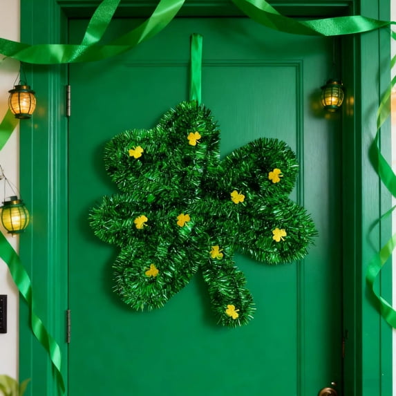 St. Patrick's Day Door Hanging Decoration, Shamrock Hat Welcome Sign, Wooden Front Door Decor For St. Patrick's Day Party, Wall Decor With Hooks