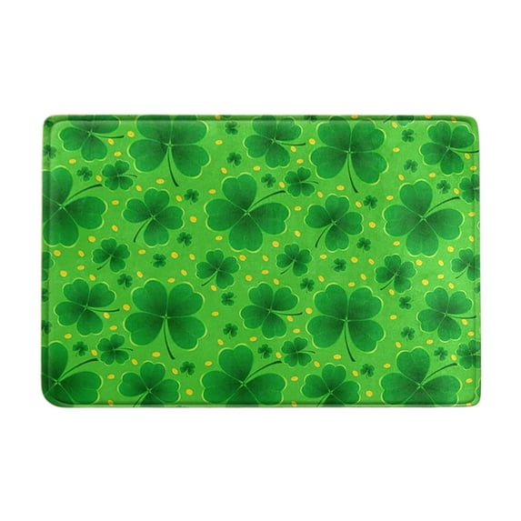St. Patrick's Day Door Mat - Bath Rug Green Shamrock Lucky Clover Decorations Super Absorbent Dry - Rubber Backing Non Slip Washable (15.74x23.63in)