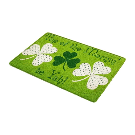St. Patrick's Day Door Mat,Happy St.Patrick's Day Clovers Doormat,Lucky Shamrock Welcome Decorative Doormat,Seasonal Spring Bathroom Floor Mat for Indoor Outdoor
