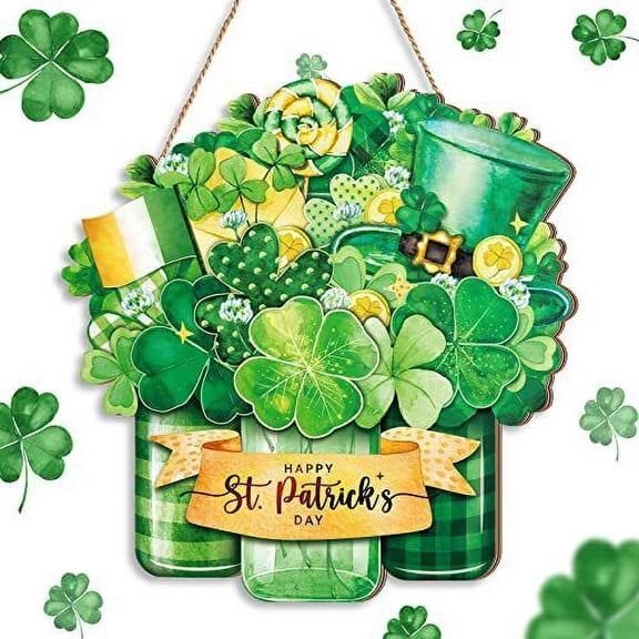 St. Patrick s Day Door Sign Happy St. Patrick s Day Door Decor Wooden Irish Green Shamrock Wood