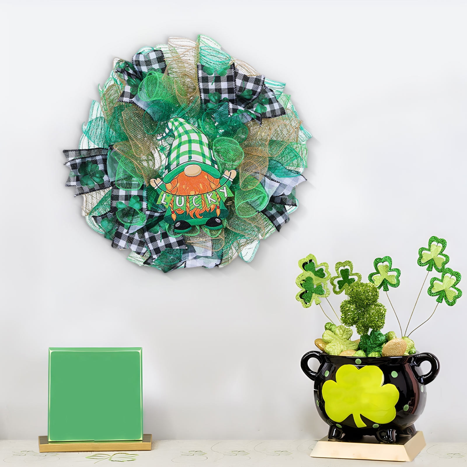 St. Patrick's Day Door Wreath with LED Lights,St Patricks Day Wreaths ...