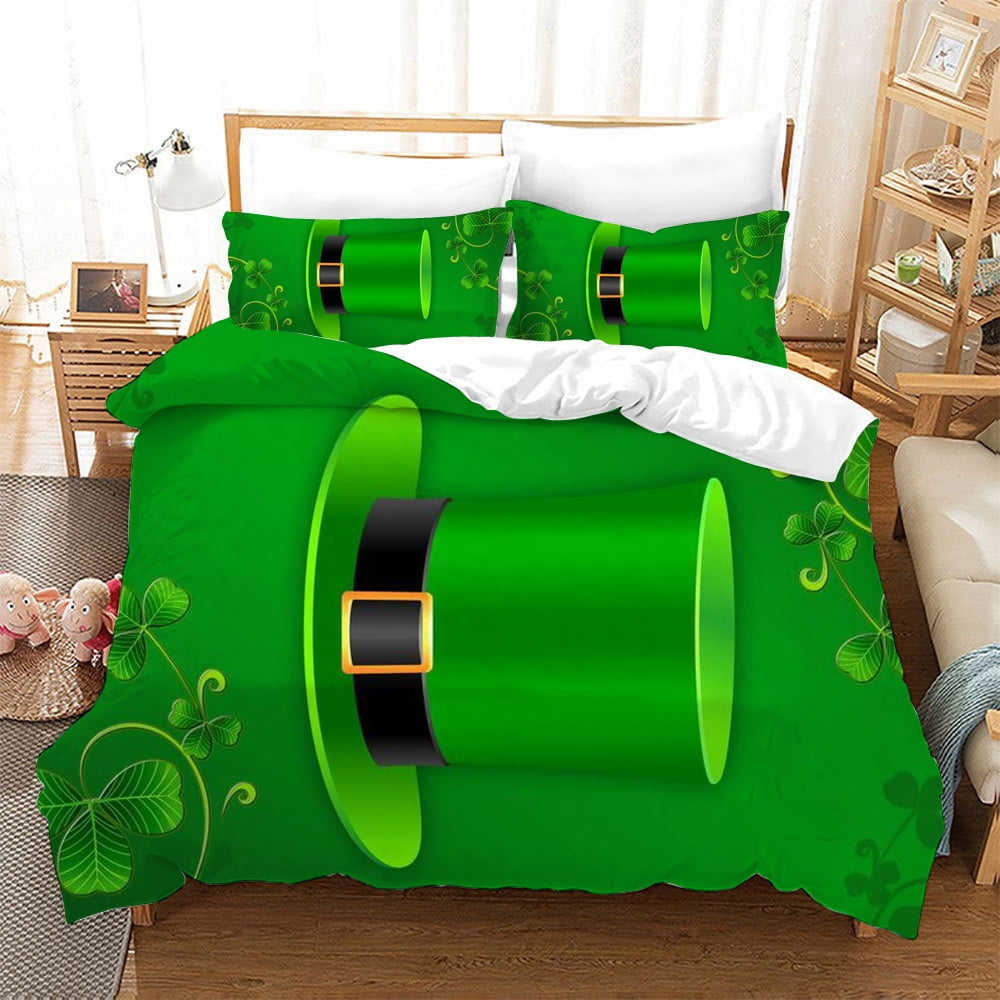 St. Patrick's Day Duvet Cover Irish Festival Bedding Set Shamrock Clover Theme Comforter Cover