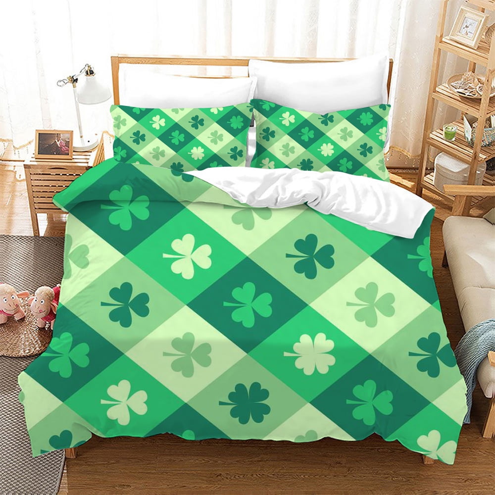 St. Patrick's Day Duvet Cover Irish Festival Bedding Set Shamrock Clover Theme Comforter Cover