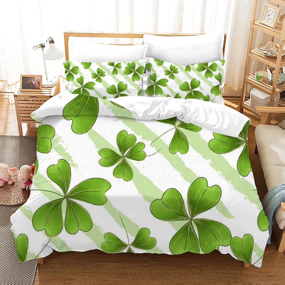 St. Patrick's Day Duvet Cover Irish Festival Bedding Set Shamrock Clover Theme Comforter Cover