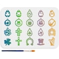 thumbnail image 1 of St Patrick's Day Earrings Stencils 11.7×8.3inch 20 Patterns Top Hat Lucky Shamrock Large Clover Theme Templates with Paint Brush for DIY, 1 of 9