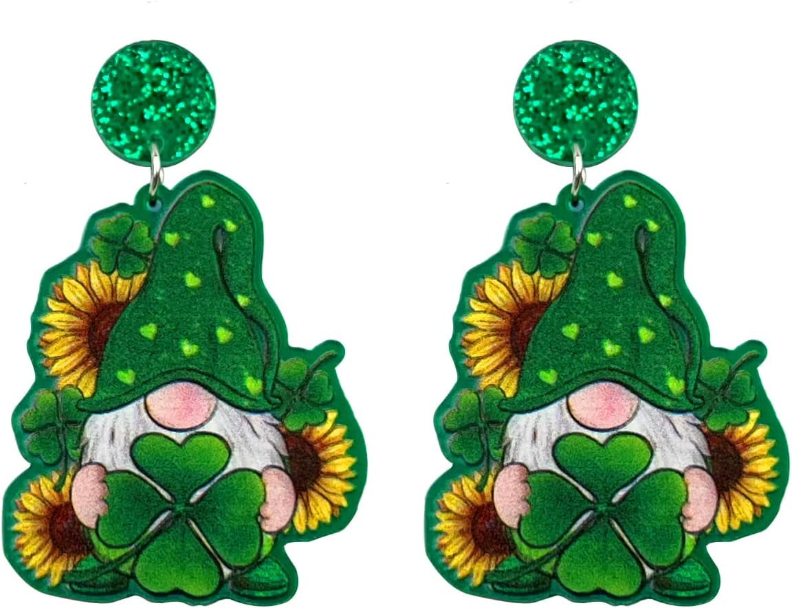 St Patrick's Day Earrings for Women Girls,Irish Shamrock Drop Dangle