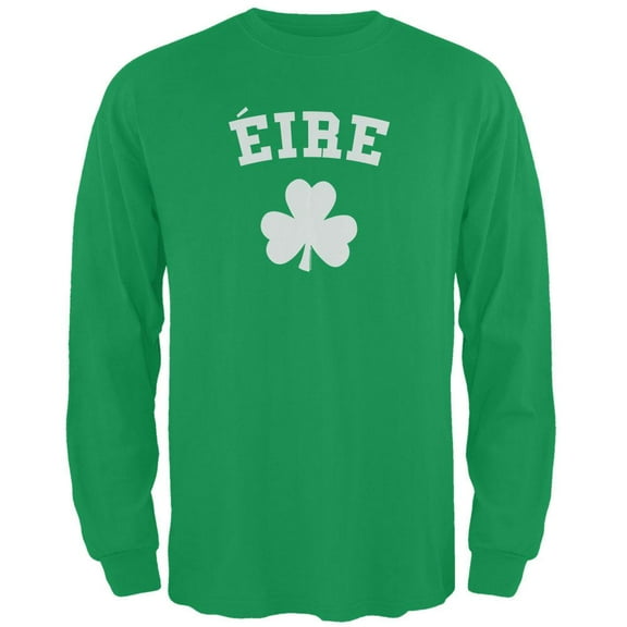 St. Patrick's Day - Eire Shamrock Green Adult Long Sleeve T-Shirt - Large