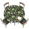 thumbnail image 1 of St. Patrick's Day Fitted Tablecloth with Elastic Edged, Round Table Cloth for Dining Table, Luck Shamrocks Beer Harp Horseshoes Envelope Waterproof Oil Proof Table Cover for Indoor Outdoor 45"-54", 1 of 8