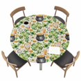 thumbnail image 1 of St. Patrick's Day Fitted Tablecloth with Elastic Edged, Round Table Cloth for Dining Table, Lucky Shamrocks Retro Harp Beer Horseshoes Waterproof Oil Proof Table Cover for Indoor Outdoor 36"-44", 1 of 8