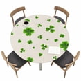 thumbnail image 1 of St. Patrick's Day Fitted Tablecloth with Elastic Edged, Round Table Cloth for Dining Table, Spring Green Lucky Shamrock Vintage Beige Waterproof Oil Proof Table Cover for Indoor Outdoor 36"-44", 1 of 8