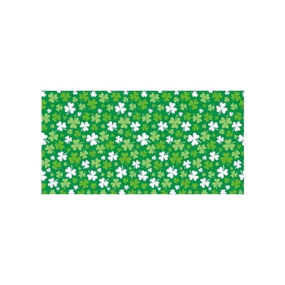 St. Patrick's Day Flannel Tablecloth 54x108 Inch, Shamrock-Patterned Green Table Cover Decor for Dining Room/Kitchen Holiday