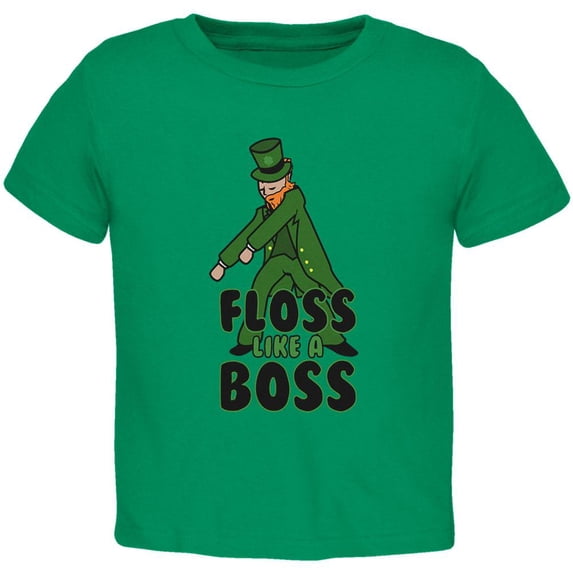 St. Patrick's Day Flossing Leprechaun Toddler T Shirt Kelly Green 3T