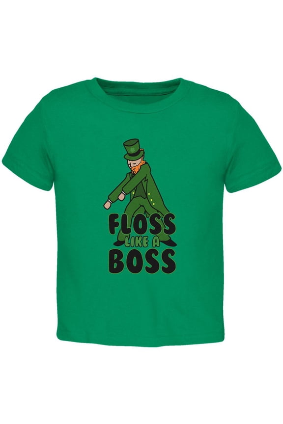 St. Patrick's Day Flossing Leprechaun Toddler T Shirt Kelly Green 3T