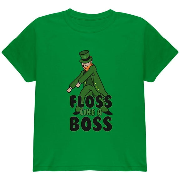 St. Patrick's Day Flossing Leprechaun Youth T Shirt Irish Green YMD
