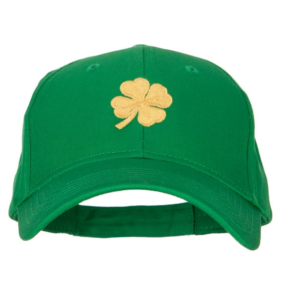 St. Patrick's Day Four Leaf Clover Embroidered Solid Cotton Low Cap - Kelly OSFM