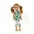 thumbnail image 1 of St. Patrick's Day Four Leaf Clover Pant Set- Compatible with 14 Inch Wellie Wisher Dolls | 14 Inch Doll Clothing, 1 of 3