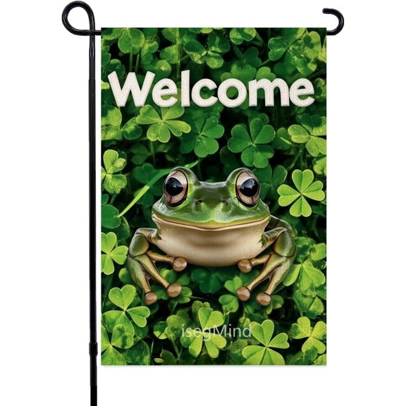 St. Patricks Day Frog Garden Flag Vibrant Lucky Double-Sided Outdoor Decoration 12x18 Inch
