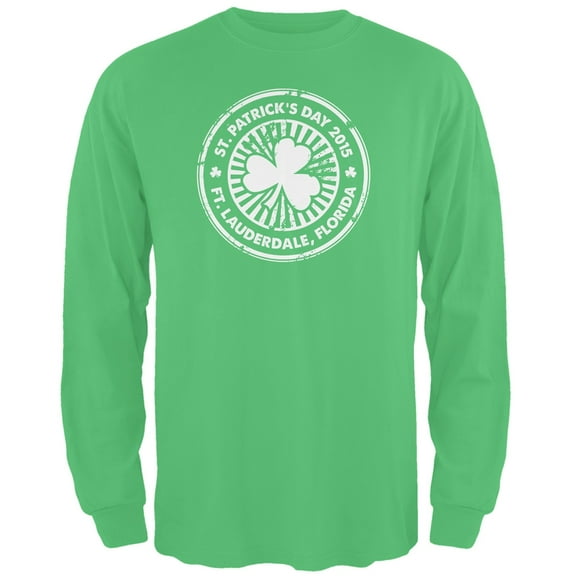 St. Patrick's Day - Ft. Lauderdale FL Irish Green Adult Long Sleeve T-Shirt - Medium