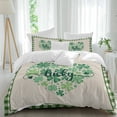 thumbnail image 1 of St. Patrick's Day Full Size Comforter Set, Gradient Green Lucky Shamrock Plaid Linen Texture Bedding for All Seasons, 4 Pcs Bed Set, 1Quiltcover (86"x86") ,1Sheet(80"x116"), 2Pillowcases (30"x20"), 1 of 12